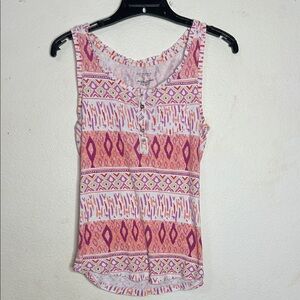 Y2K Vintage Pink Patterned Sleeveless Top Size Small